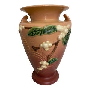 Roseville Snowberry IV2-8 Vase Dusty Rose Pink 1940’s